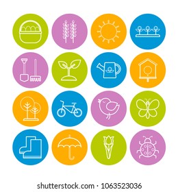 Set of vector outline springtime icons for web, print, mobile apps design