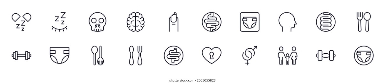 Set of vector outline symbols of people. Line icon perfect for web sites, newspapers, articles, book