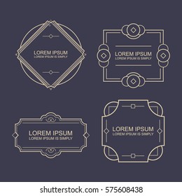 Set of vector outline text templates.