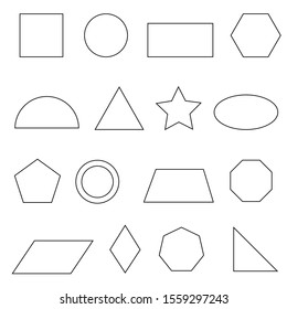 Basic Geometric Outline Flat Shapes Educational Stock Illustration ...