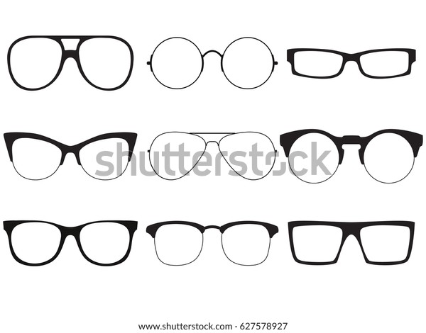 Set Vector Outlines Sunglasses Stock Vector (Royalty Free) 627578927 ...