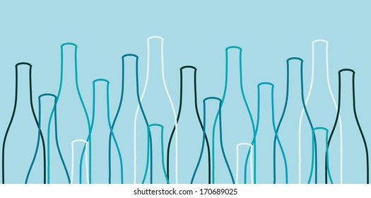 set of vector outlines of wine bottles