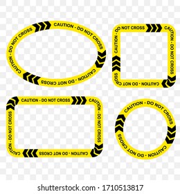 Set Vector Oval, Rectangle, Circle, Square Police Line, caution, Do Not Cross Frame for Your Element Design, at Transparent Effect Background
