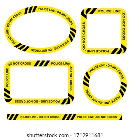 Set Vector Oval, Rectangle, Circle, Square Police Line, Do Not Cross Frame for Your Element Design
