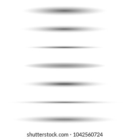 Set of vector oval shadows isolated on white background