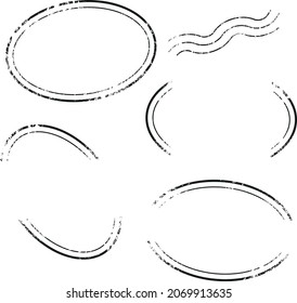 Set of vector oval stamps without text. Elements isolated on white background. Editable color.