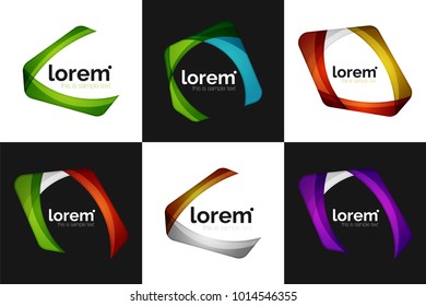 Set of vector overlapping shapes business emblems, vector abstract icons