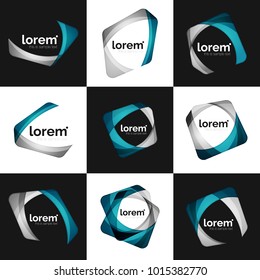 Set of vector overlapping shapes business emblems, vector abstract icons