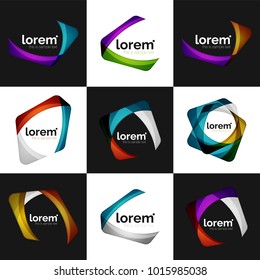 Conjunto de formas vectoriales superpuestas emblemas de negocio, iconos vectoriales abstractos