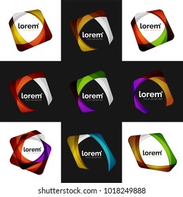 Set of vector overlapping shapes business emblems, vector abstract icons