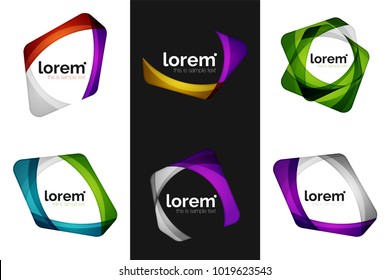 Set of vector overlapping shapes business emblems, vector abstract icons