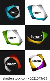 Set of vector overlapping shapes business emblems, vector abstract icons