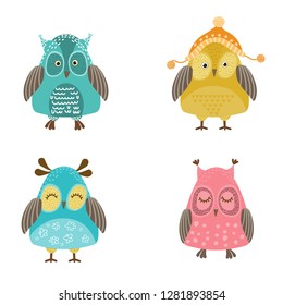 set of vector owls