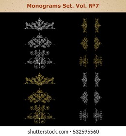 Set of vector page decoration elements or monograms. Can be used for designing books, cards, menus, advertisments, tattoo etc.