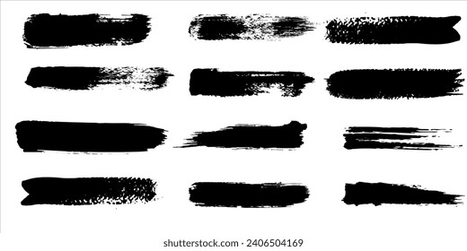 Set of vector paint brush stroke, ink splatter and artistic design elements. Dirty watercolor texture, box, frame, grunge background, splash or creative shape for social media. Abstract drawing.