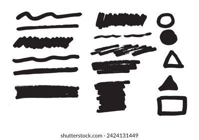 Set of vector paint brush stroke and artistic design elements. Dirty watercolor texture, grunge background, splash or creative shape for social media