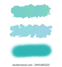 Set of vector paint brush stroke. Turquoise watercolor texture, background for social media. Brush highlight elements note underline isolated. Vector