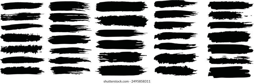 Set of vector paint brush stroke, ink splatter and artistic design elements. Dirty watercolor texture, box, frame, grunge background, splash or creative shape for social media. Abstract drawing