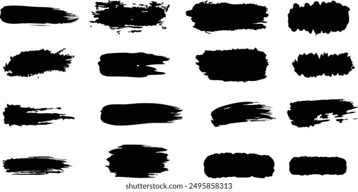 Set of vector paint brush stroke, ink splatter and artistic design elements. Dirty watercolor texture, box, frame, grunge background, splash or creative shape for social media. Abstract drawing