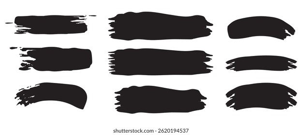 Set of vector paint brush stroke, ink splatter and artistic design elements. Dirty watercolor texture, box, frame, grunge background, splash or creative shape for social media. Abstract drawing.