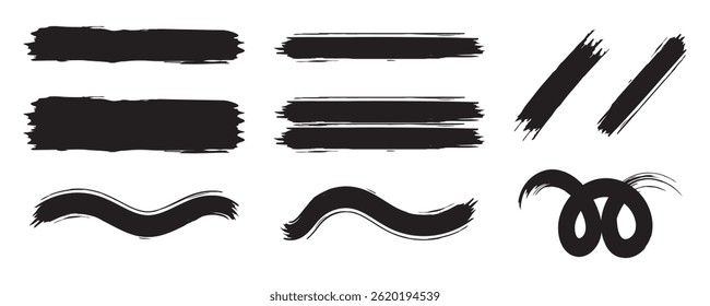 Set of vector paint brush stroke, ink splatter and artistic design elements. Dirty watercolor texture, box, frame, grunge background, splash or creative shape for social media. Abstract drawing.