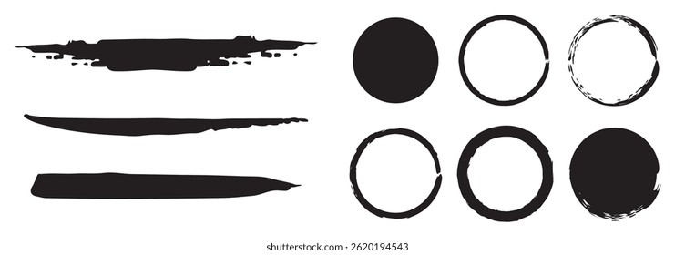 Set of vector paint brush stroke, ink splatter and artistic design elements. Dirty watercolor texture, box, frame, grunge background, splash or creative shape for social media. Abstract drawing.