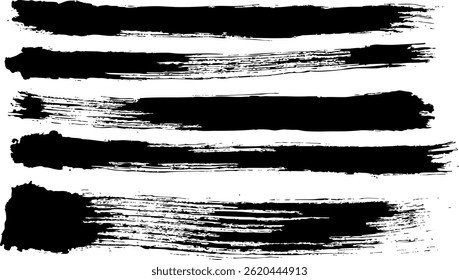 Set of vector paint brush stroke, ink splatter and artistic design elements