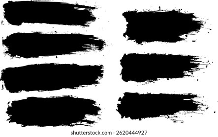 Set of vector paint brush stroke, ink splatter and artistic design elements