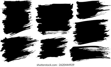 Set of vector paint brush stroke, ink splatter and artistic design elements