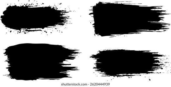 Set of vector paint brush stroke, ink splatter and artistic design elements