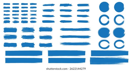 Set of vector paint brush stroke, ink splatter and artistic design elements. Dirty watercolor texture, box, frame, grunge background, splash or creative shape for social media. Abstract drawing.