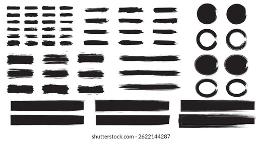 Set of vector paint brush stroke, ink splatter and artistic design elements. Dirty watercolor texture, box, frame, grunge background, splash or creative shape for social media. Abstract drawing.