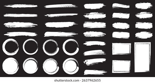Set of vector paint brush stroke, ink splash and grungy decoration elements. Freehand grunge brush illustration. eps 10