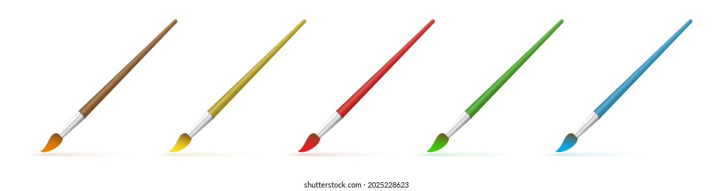 Set of vector paint brushes. Colorful art brush icons isolated. Vector icons.