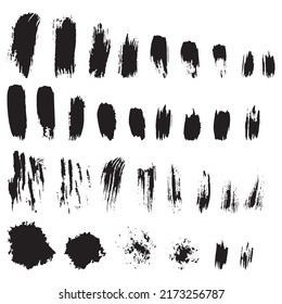 Conjunto de trazos de pintura vectorial, trazos de pincel, conjunto de manchas de pintura, silueta de trazos de pintura, conjunto de salpicaduras de tinta, conjunto de manchas de tinta, conjunto de salpicaduras