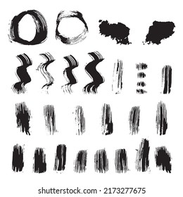  Set of vector paint strokes, brush strokes, set of paint stains, silhouette of paint strokes, set of ink splashes,set of ink blots, set of splashes