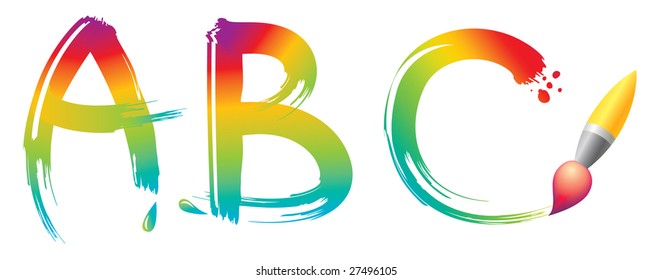 Set of vector painted letters for design