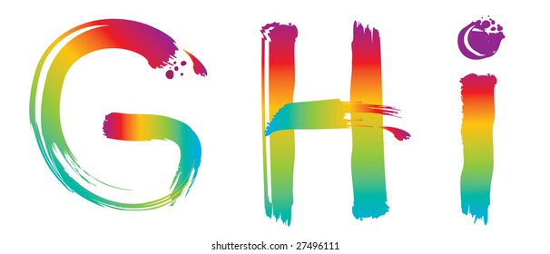 Set of vector painted letters for design