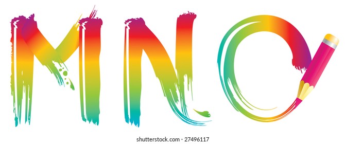 Set of vector painted letters for design