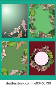 Set vector painting lotus and koi. for background and text.