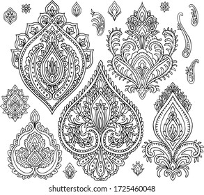 Set of Vector Paisley Materials on white background