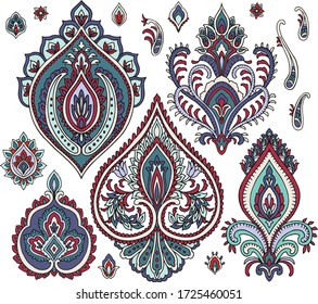 Set of Vector Paisley Materials on white background