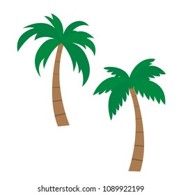 Set of vector palm illustrations, isolated on white background - Flat design