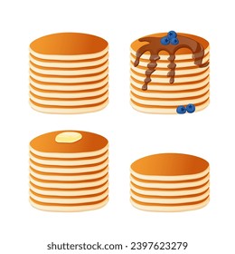 Set of vector pancakes. Pancake Day. Isolated on a white background. Flat style.	
