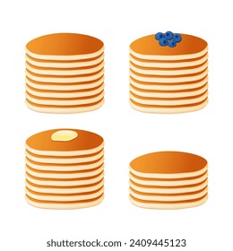 Set of vector pancakes. Pancake Day. Isolated on a white background. Flat style	
