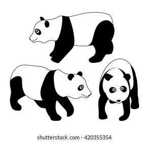 Set of Vector Panda silhouettes