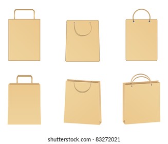 Set of vector paper bags on white background