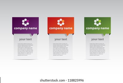 Set of vector paper banners for business design, step presentation, infographics, reports, number options or workflow layout. Clean and modern style