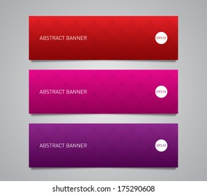 Set of vector paper banners with squares pattern background. Clean and moden style design for business 