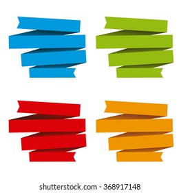 Set vector paper banners in various colors